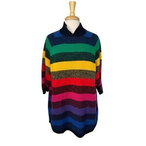 ORIGINAL VENEZIA Vintage Rainbow Stripe Sweater One Size Fit Most Adults Acrylic